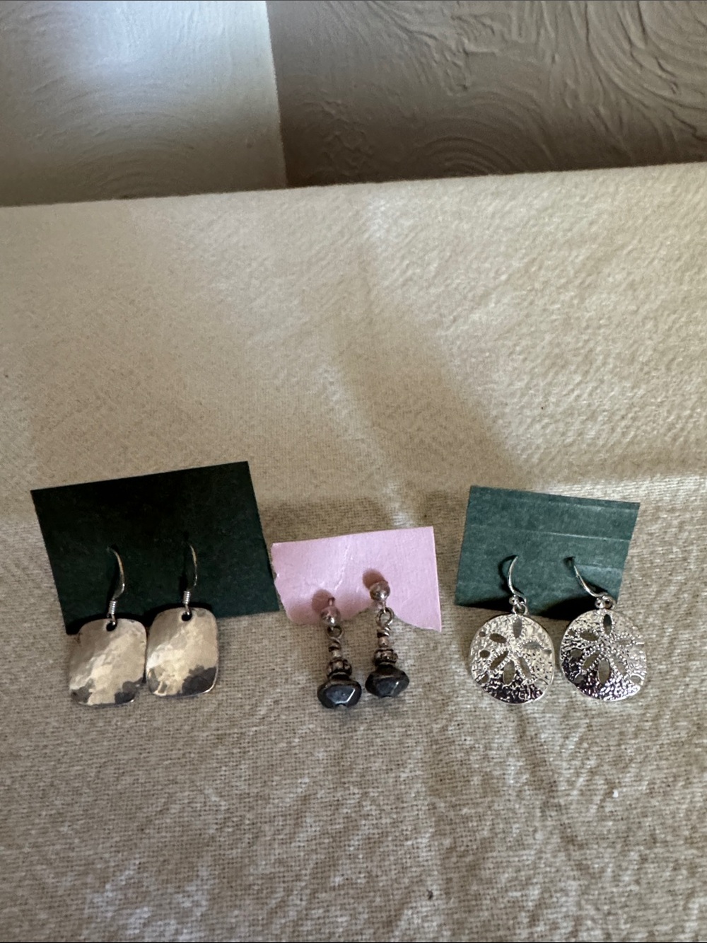 Silver-Tone Dangle Earrings Trio - Pink Accent Option